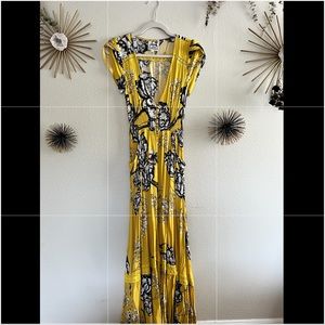 Yellow floral Jaase button down maxi dress